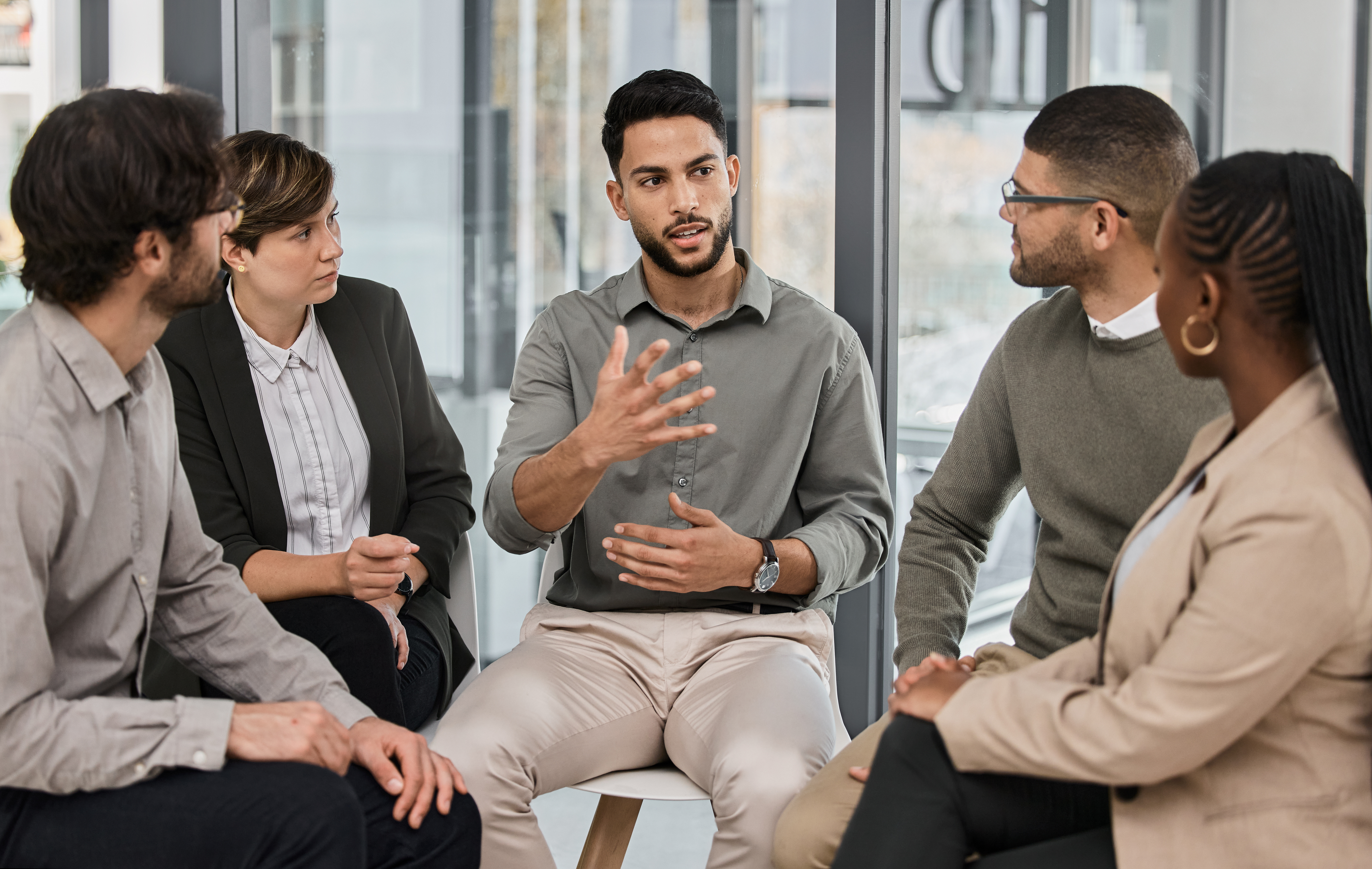 Business meeting, conversation and company strategy with diversity and communication